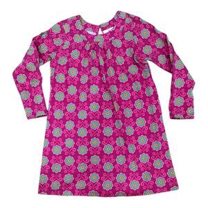 Hanna Andersson Pink Green Long Sleeve Cotton School Dress Girls Size 120 6 7